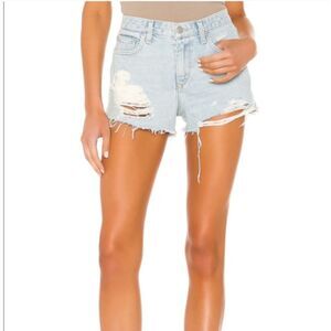 Lovers and Friends Womens Jack High Rise Distressed Light Wash Jean Shorts Sz 31